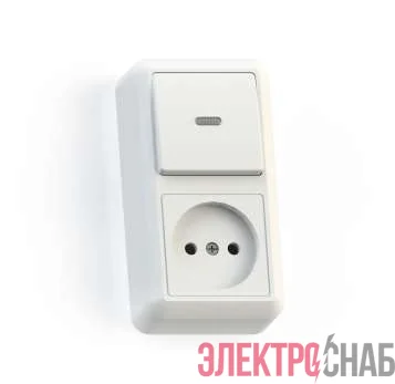 Блок комбинированный ОП БКВР-430 Оптима (1-кл. выкл. с подсветкой + розетка) бел. Кунцево 8061