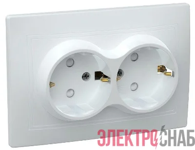 Розетка 2-м СП Кварта РСш12-3-КБ 16А IP20 с заземл. защ. шторки бел. GENERICA ERK21-K01-16-DM