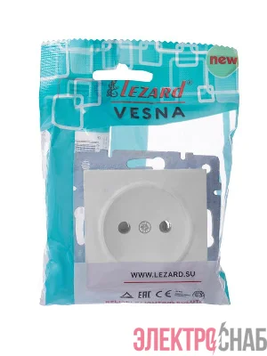 Розетка 1-м СП Vesna без заземл. ПБТ механизм бел. LEZARD 742-0288-121B