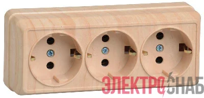 Розетка 3-м ОП Октава РС23-3-ОС 16А IP20 с заземл. сосна IEK ERO31-K03-16-DC