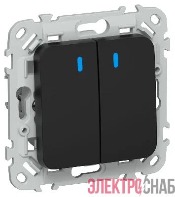 Выключатель 2-кл. СП FLITE ВС12-1-1-ФлЧ 10А с индикацией механизм черн. IEK FI-V20-1-10-1-K02