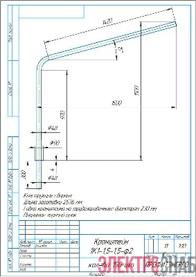 Кронштейн однорожковый "Стандарт" под UMECON 1.К1-1.5-1.5-ф2 D48мм гор. цинк