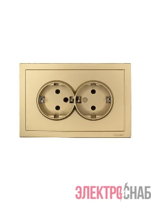 Розетка 2-мест. с/з СП ZIMA IP20 16А ПБТ безвинт. зажим зол. LEZARD 704-3600-127BQC