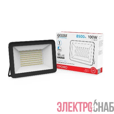 Прожектор светодиодный Elementary 100Вт 6500К IP65 8500лм 175-265В ДО черн. GAUSS 613100100P