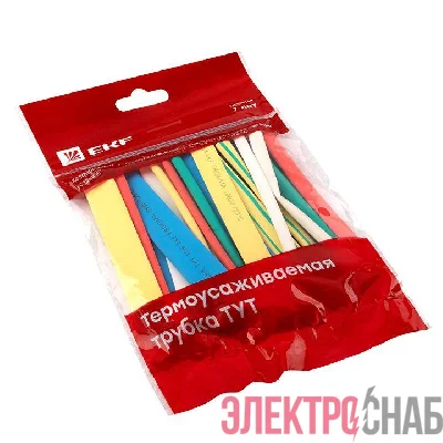 Набор трубок термоусадочных ТУТ нг тонкостен. 6/3 (7 цветов по 3шт 100мм) EKF tut-n-6