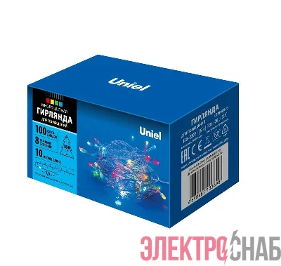 Гирлянда LED ULD-S1000-100/DTA MULTI IP20 10м. 100 диодов разноцвет. свет провод прозр. Uniel UL-00007199