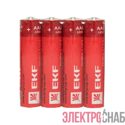 Элемент питания алкалиновый AAA/LR03 (уп.4шт) EKF LR03-SR4