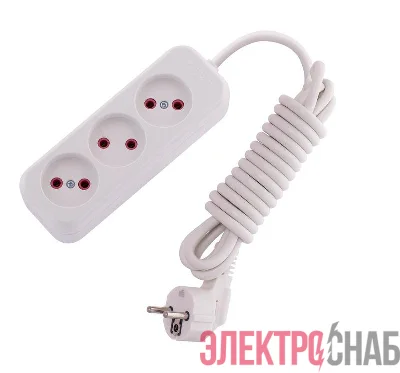 Удлинитель 3х3м без заземл. 10А IP20 Lila LEZARD 720-0303-303