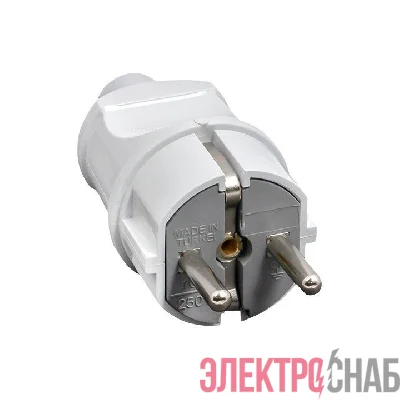 Вилка прямая 16А 250В усиленная с заземл. бел. PROxima EKF AVP16-10-r
