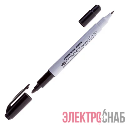 Маркер перманентный двухсторонний "Multi Marker Twin" 2мм/1мм пулевидный черн. Crown Б0048242