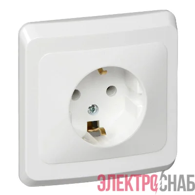 Розетка 1-м СП Этюд 16А IP20 250В с заземл. без защ. шторок бел. SE PC16-003B