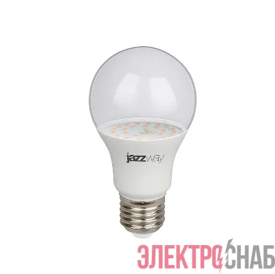 Лампа светодиодная PPG A60 Agro 9Вт A60 грушевидная прозрачная E27 IP20 для растений красн./син. спектр clear JazzWay 5008946