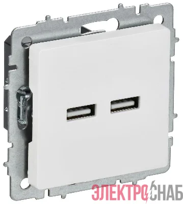 Розетка BRITE РЮ10-1-БрАБ USB A+A 3.1А механизм арктич. бел. IEK BR-U21-D31-K91