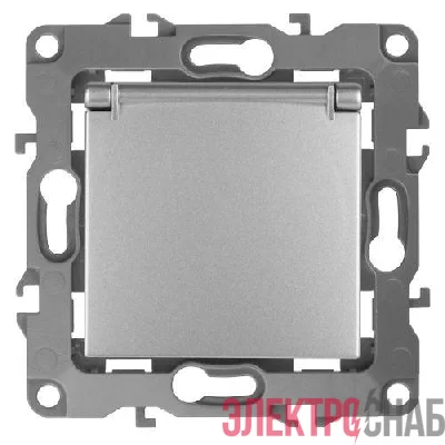 Розетка 1-м СП Эра12 12-2103-03 16А IP20 16AX 250В 2P+E Schuko защ. шторки с крышкой механизм алюм. Эра Б0014695