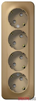 Розетка 4-м ОП Blanca 16А IP20 250В с заземл. защ. шторки с изолир. пластиной титан SchE BLNRA011414