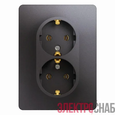 Розетка 2-м СП Glossa 16А IP20 250В с заземл. в сборе графит SE GSL001324