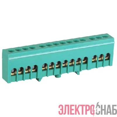 Шина PE земля в изолированном корпусе на DIN-рейку ШНИ-6х9-14-Д зел. NO-224-105 Эра Б0062957