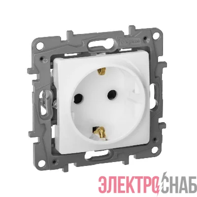 Розетка 1-м СП Etika 16А IP31 250В 2P+E с заземл. защ. шторки немецк. стандарт винтов. клеммы механизм бел. IEK 672222