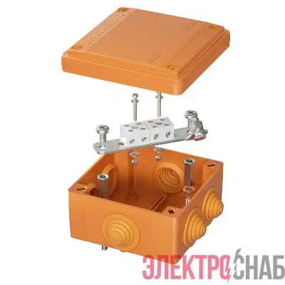 Коробка ответвительная FS 100х100х50мм IP55 4п 450В 6А 4кв.мм с кабельными вводами и клеммниками пластик. DKC FSB11404