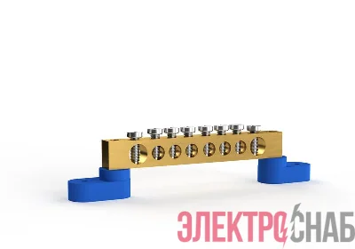 Шина нулевая 6х9мм 8 отвер. латунь У2-С на двух угловых изоляторах TOKOV ELECTRIC TKE-BSB-69-8-L2/N
