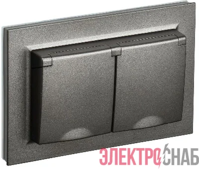 Розетка 2-м СП BRITE 16А в сборе IP44 с крышкой бронза IEK BR-R26-16-44-K45-F
