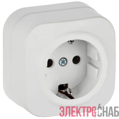 Розетка ОП GLORY РС20-3-ХБм 16А с заземл. без защ. шторок бел. матов. IEK ERH11-K01M-16