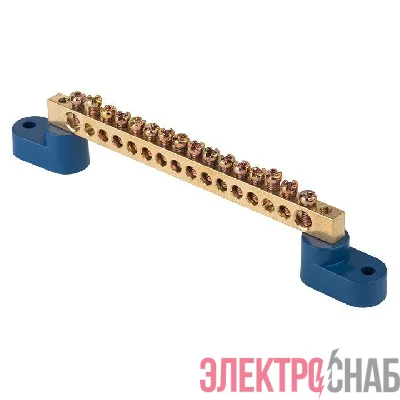 Шина нулевая N 8х12 16 отвер. латунь 2 син. угловых изолятора PROxima EKF sn0-125-16-2