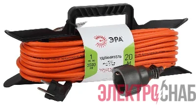 Удлинитель-шнур на рамке 1х20м с заземл. 16А IP20 UFx-1e-3х1.5-20m ПВС 3х1.5 Эра Б0046829