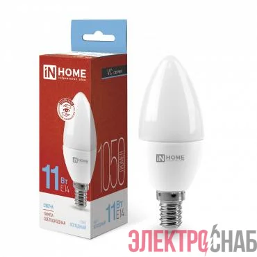 Лампа светодиодная LED-СВЕЧА-VC 11Вт свеча 6500К холод. бел. E14 1050лм 230В IN HOME 4690612024844
