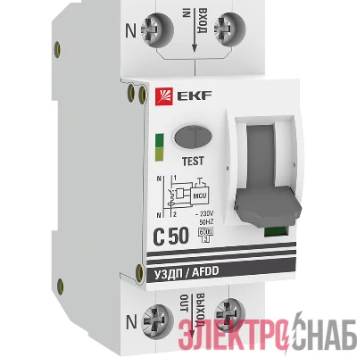 Устройство защиты от дугового пробоя (УЗДП) 1P+N C 50А 6кА с авт. выкл. PROxima EKF afdd-2-50C-pro
