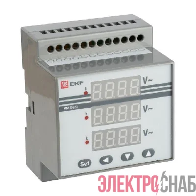 Вольтметр цифровой VD-G33 на DIN-рейку трехфазный EKF vd-g33