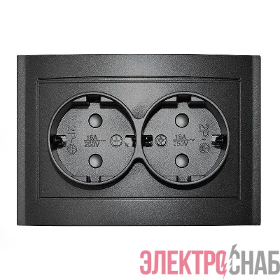 Розетка 2-м СП Бриллиант 16А IP20 с заземл. защ. шторки в сборе графит Universal 7947540-Gr