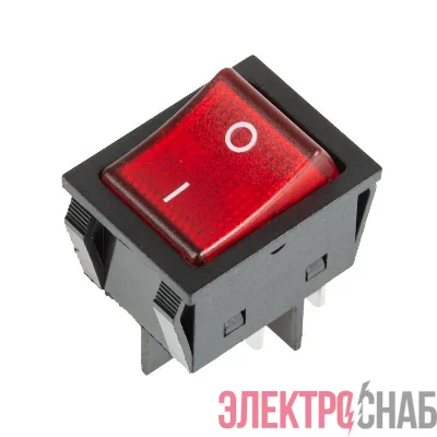 Выключатель клавишный 250В 30А (4с) ON-OFF красн. с подсветкой REXANT 36-2346