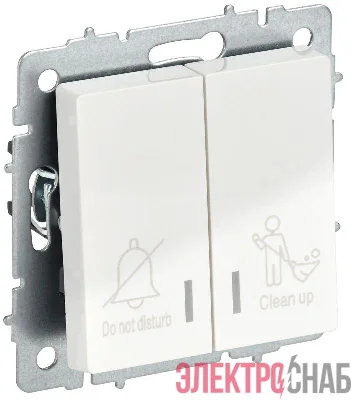 Выключатель 2-кл. BRITE 10А ВС10-2-9-БрБ для отелей с индик. механизм бел. IEK BR-V20-2-10-K01
