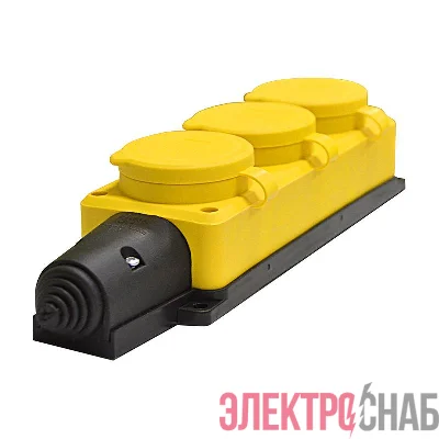 Колодка удлинителя 3-м 1ф с заглушками компакт каучук желт. Universal 3083