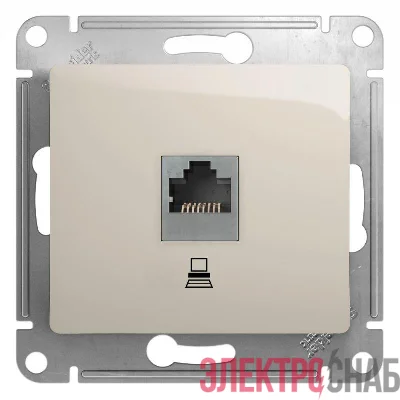 Розетка компьютерная 1-м Glossa RJ45 кат.5E механизм молочн. SE GSL000981K