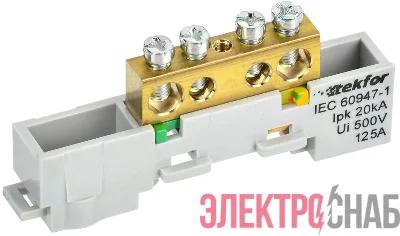 Шина PE "земля" неизол. на универс. держ. 8х12-4-Ж TEKFOR IEK TF-NN20-04-DL-K05