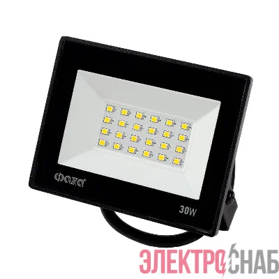 Прожектор светодиодный СДО-20 30Вт 6500К IP65 230В BL ДО прозр. закален. стекло ФАZА 5047280