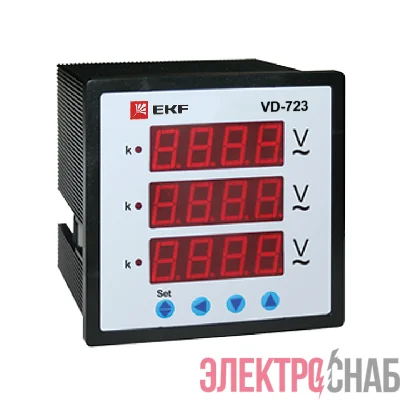 Вольтметр цифровой VD-723 на панель 72х72 трехфазный EKF vd-723