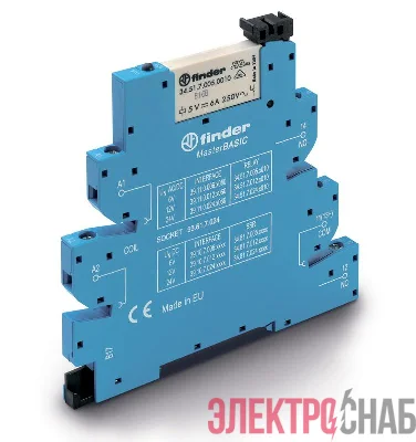 Модуль интерфейсный электромеханич. реле MasterBASIC 1CO 6А AgNi 24В AC/DC IP20 винт. клеммы FINDER 391100240060