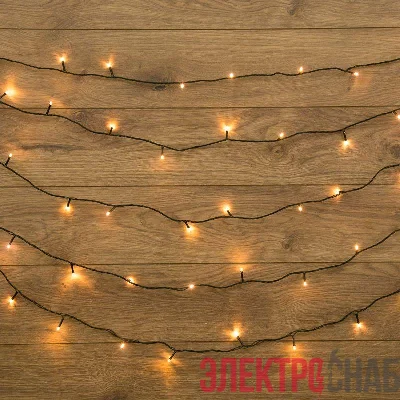 Гирлянда светодиодная "Твинкл Лайт" 6м 40LED тепл. бел. 5.1Вт 220-240В IP20 с контроллером 8 режимов провод ПВХ темн. зел. Neon-Night 303-026