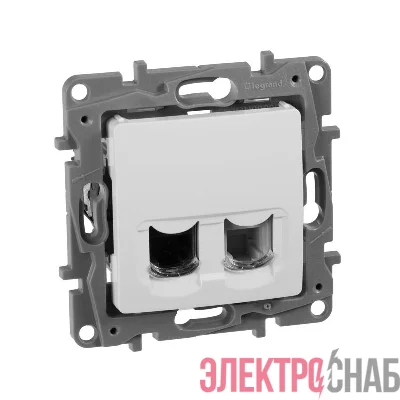 Розетка компьютерная + телефонная 2-м СП Etika RJ45 + RJ11 кат.5E UTP механизм бел. IEK 672252