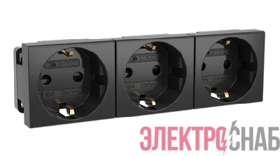 Розетка 3-м Viva 16А IP20 черн. DKC 45203