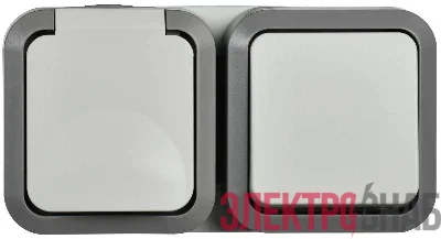 Блок ОП розетка + выключ. горизонт. TORS 16А IP55 TS242 бел. IEK TS-G10-6-55-V-K41