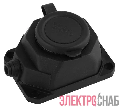 Колодка удлинителя 1-м с заземл. 16А IP44 K-1e-B-IP44 каучук черн. Эра Б0044543
