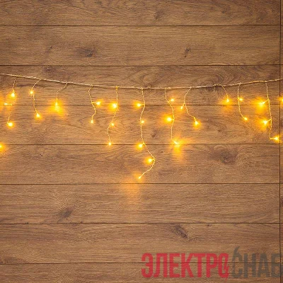 Гирлянда светодиодная "Айсикл" (бахрома) 1.8х0.5м 48LED тепл. бел. 4.1Вт 230В IP20 провод прозр. Neon-Night 255-016