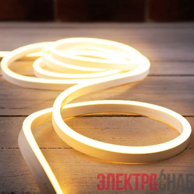 Шнур светодиодный гибкий неон LED SMD 8х16мм 120LED/м односторонний тепл. бел. 5м Neon-Night 131-006