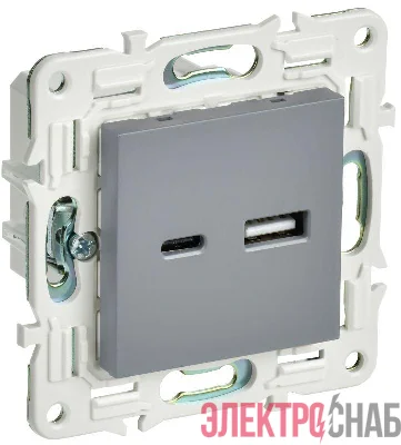 Розетка USB A+C 3.1А SKANDY SK-R14Gr сер. IEK SK-U22-D31-K03