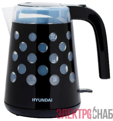 Чайник HYK-G2012 1.7л. 2200Вт (пластик) черн./прозр. HYUNDAI 1433126