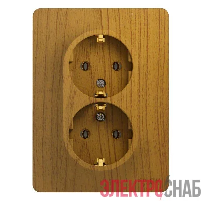 Розетка 2-м СП Glossa 16А IP20 с заземл. в сборе дерево дуб SE GSL000524